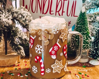 Christmas sweets 16oz  glass mug