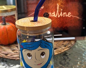coraline inspired glass cup