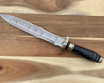 Athame fatto a mano, pugnale a doppio taglio in Damasco, coltello per rituali neopagani e wiccan con impugnatura in resina nera, il regalo perfetto per lui, papà, uomo e donna.