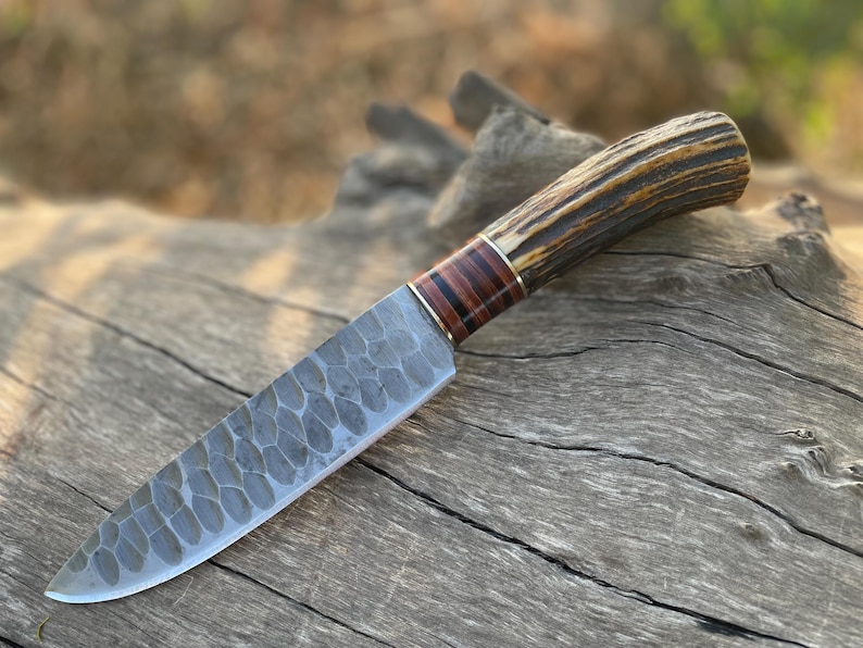 Handcrafted 12” High Carbon Steel Hunting Knife with Antler Handle