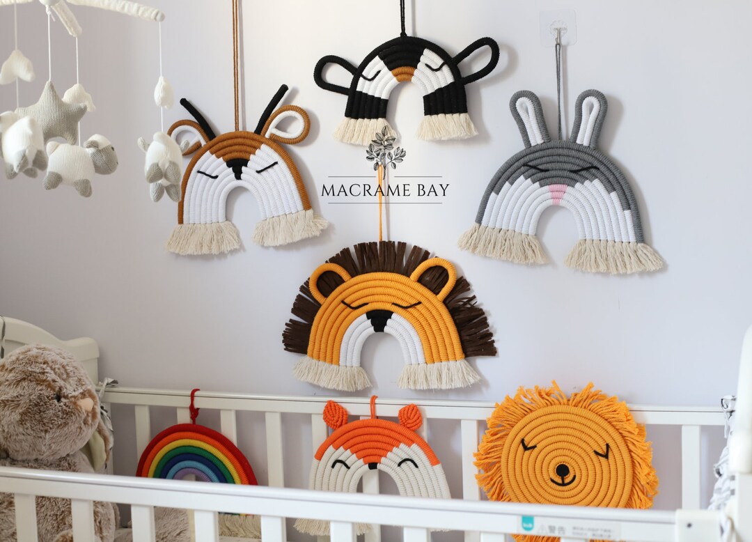 Handmade Macrame Animal Hanging Wall Art Decor Ornament Kids Etsy