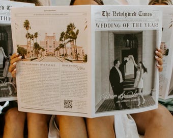 Modello di giornale di nozze di 4 pagine Canva, programma di giornale di nozze modificabile, programma di giornale di nozze personalizzato con giochi di nozze per gli ospiti