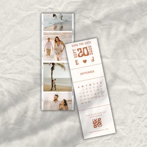 Custom Beachy Film Strip Save the Date Card | Personalize Your Wedding Announcement with QR Code