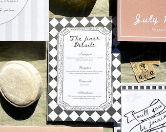 Love Bird Wedding Details Card | Floral & Checkerboard Design | 3.5x5 Inch Wedding Stationery | Editable Venue Information | Digital