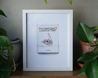 Nantucket Lobster Trap Watercolor Matchbook Print, Matchbox Printed Watercolor Artwork, Nantucket Gifts, Nantucket Decor