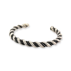 Vintage Sterling Silver Twisted Rope Cuff with Two-Tone Darkened Patina