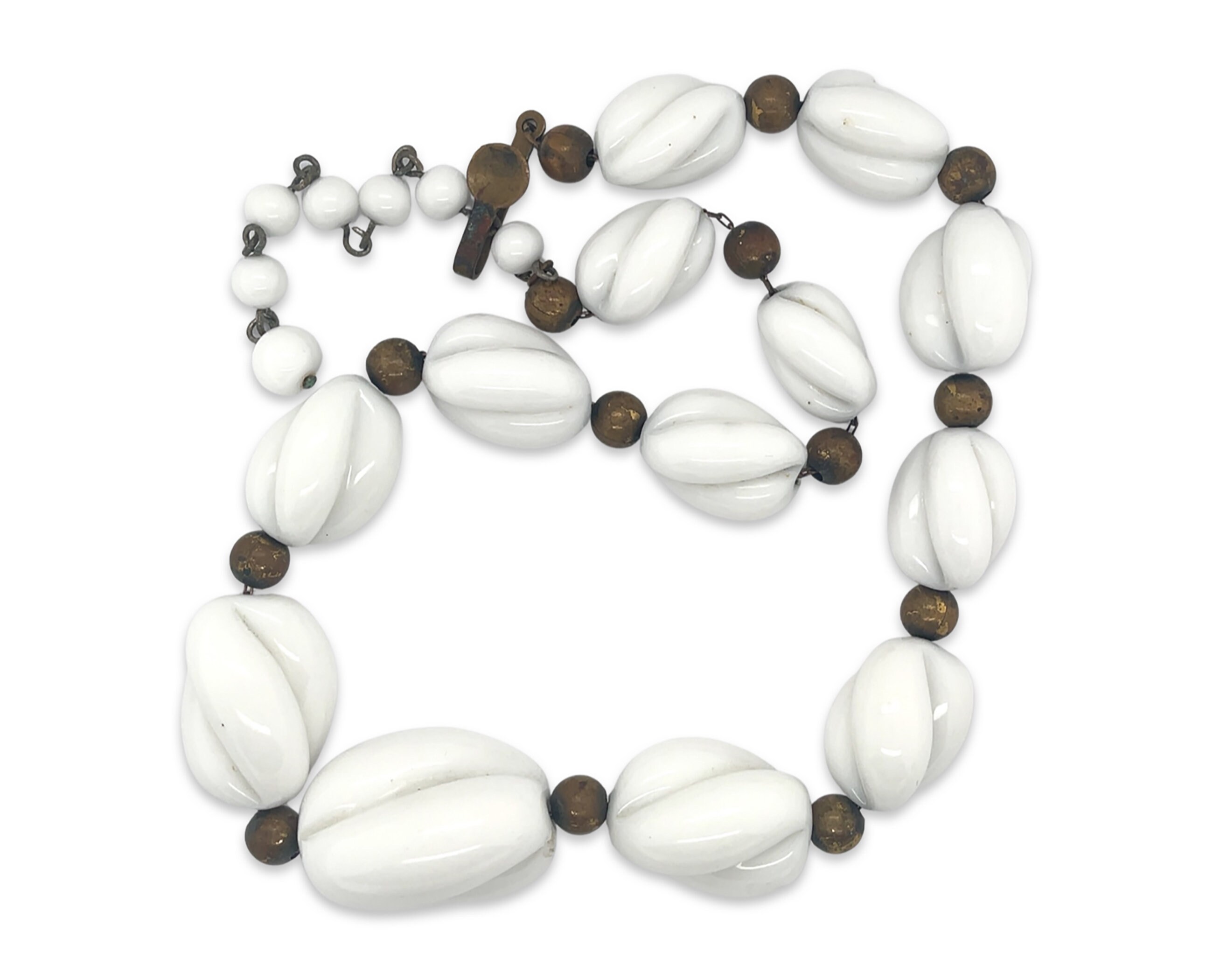 Vintage 1950's Ceramic Beaded Choker Necklace - Unique, Summer Style, Bridal, Wedding, Alternative, Sustainable Fashion