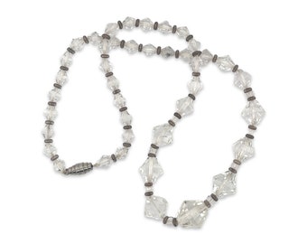 Vintage 1950&#39;s Clear Crystal Beaded Necklace - Costume, Costume Jewelry, Retro, Throwback, Bridal, Wedding Necklace, Old Hollywood