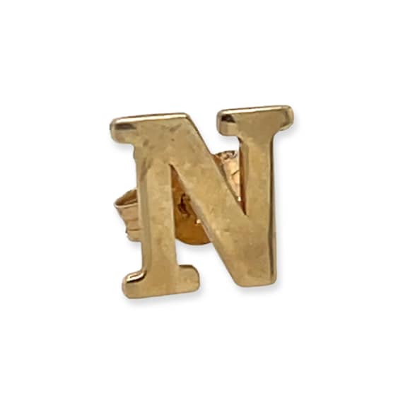 14k Yellow Gold Individual "N" Initial Stud Earri… - image 1