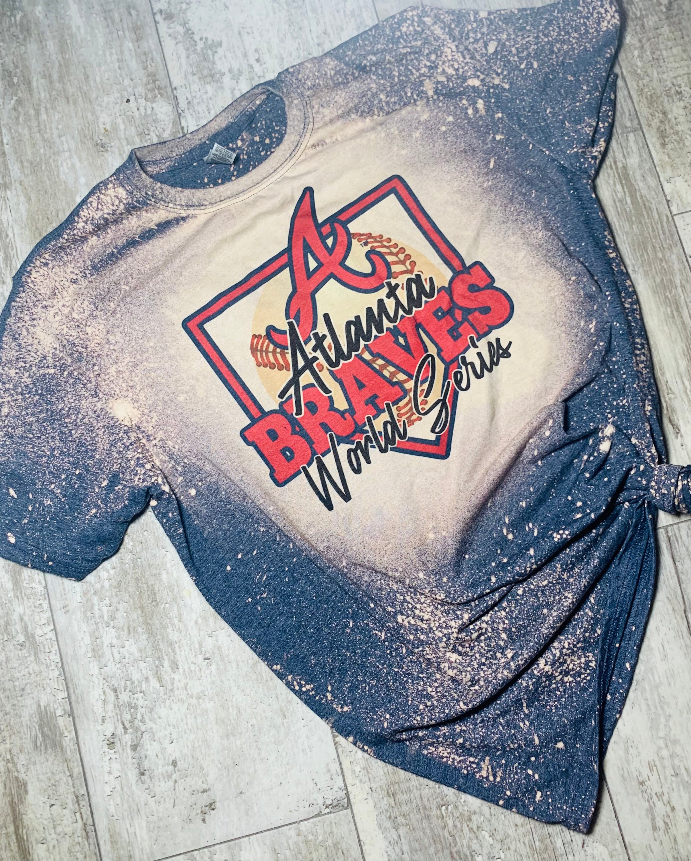 Atlanta Braves Bleached Tee – Glitzy Work Boutiques LLC