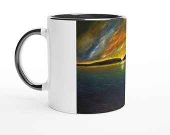 Witte 11oz keramische mok met kleur aan de binnenkant