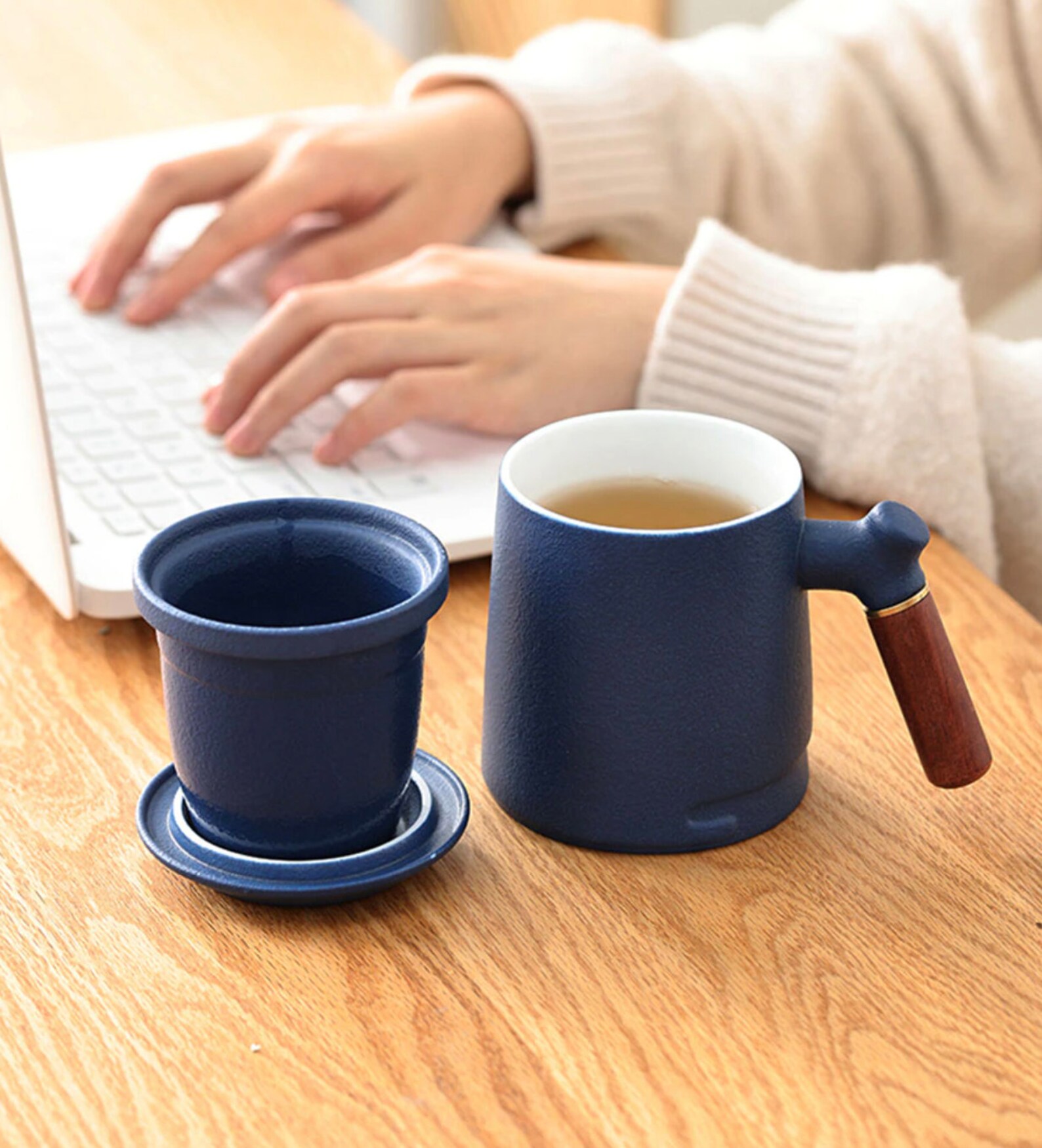Stoneware Mug With Lid and Integrated Filter Tea Cup in 5 Etsy