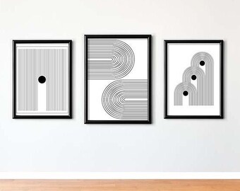 art mural esthétique en noir et blanc, impression de téléchargement numérique, décoration murale, grand art imprimable, impressions téléchargeables