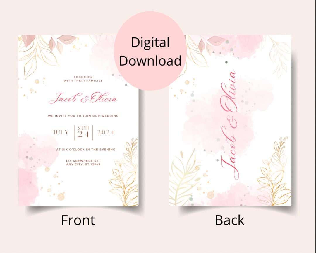 Wedding Invitation Kit, Digital Download Invitations, Custom Made