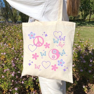 y2k tote bag, coconut girl tote bag, preppy tote bag, y2k accessories, tote bag summer, tote bag aesthetic, y2k bag, y2k girly, y2k gifts image 1