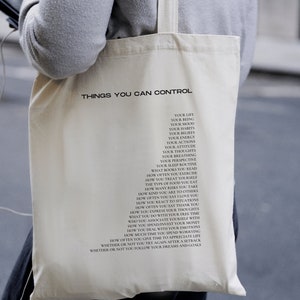 Things You Can Control Tote Bag Aesthetic Minimalist Cotton Canvas Tote Bag Trendy Tote Bag Book Tote Bag Hand Bag Laptop Bag image 1