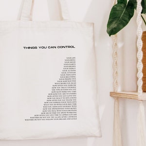 Things You Can Control Tote Bag Aesthetic Minimalist Cotton Canvas Tote Bag Trendy Tote Bag Book Tote Bag Hand Bag Laptop Bag zdjęcie 3