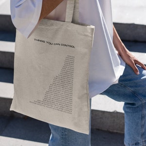 Things You Can Control Tote Bag Aesthetic Minimalist Cotton Canvas Tote Bag Trendy Tote Bag Book Tote Bag Hand Bag Laptop Bag zdjęcie 6
