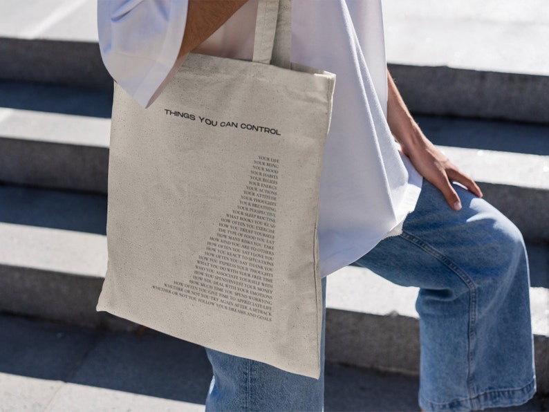 Things You Can Control Tote Bag Aesthetic Minimalist Cotton Canvas Tote Bag Trendy Tote Bag Book Tote Bag Hand Bag Laptop Bag zdjęcie 6