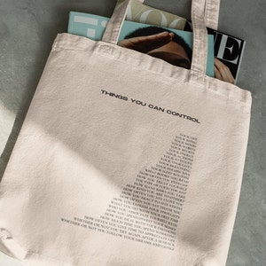 Things You Can Control Tote Bag Aesthetic Minimalist Cotton Canvas Tote Bag Trendy Tote Bag Book Tote Bag Hand Bag Laptop Bag image 5