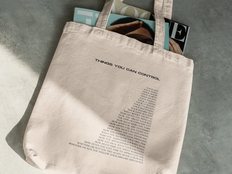 Things You Can Control Tote Bag Aesthetic Minimalist Cotton Canvas Tote Bag Trendy Tote Bag Book Tote Bag Hand Bag Laptop Bag image 5