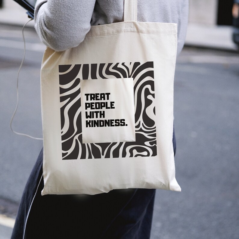 Treat people with kindness tote bag, Harry Styles tote bag, aesthetic tote bag, trendy tote bag, harry styles merch, tote bag pattern image 3