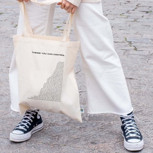 Things You Can Control Tote Bag Aesthetic Minimalist Cotton Canvas Tote Bag Trendy Tote Bag Book Tote Bag Hand Bag Laptop Bag image 4