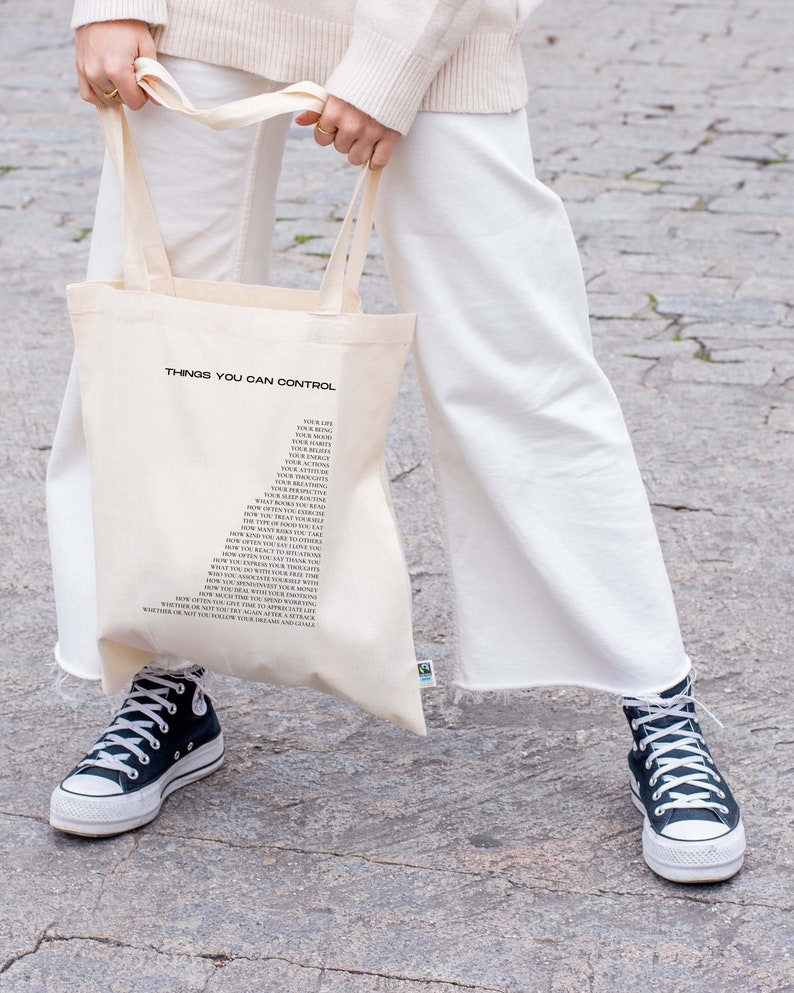 Things You Can Control Tote Bag Aesthetic Minimalist Cotton Canvas Tote Bag Trendy Tote Bag Book Tote Bag Hand Bag Laptop Bag image 4