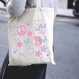 y2k tote bag, coconut girl tote bag, preppy tote bag, y2k accessories, tote bag summer, tote bag aesthetic, y2k bag, y2k girly, y2k gifts image 3