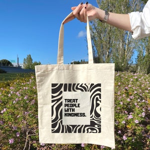 Treat people with kindness tote bag, Harry Styles tote bag, aesthetic tote bag, trendy tote bag, harry styles merch, tote bag pattern image 2