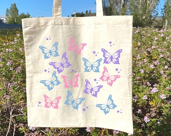 Butterfly tote bag, bts aesthetic tote bag, bts tote bag, y2k tote bag, cute tote bag, tote bag for women, tote bag teens, tote bag summer