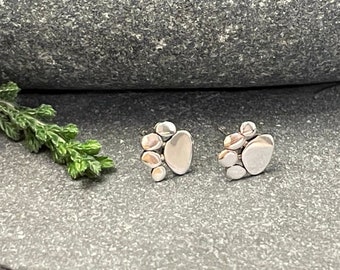 Pawprint - 925 Sterling Silver Plain Stud Earrings