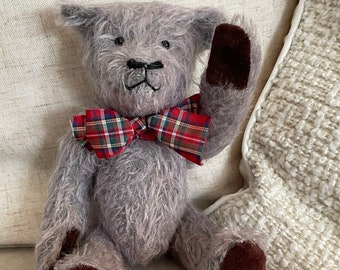 Donald Duke, OOAK Handmade Traditional Vintage Grey Mohair Teddy Bear by Beanie Bears & Co, Made in England