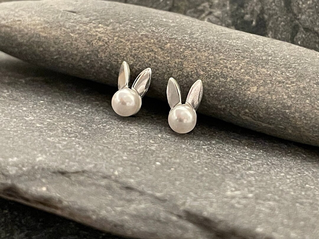 Pearl Rabbit Earrings in 925 Sterling Silver - Etsy