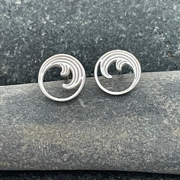 Wave - 925 Sterling Silver Stud Earrings