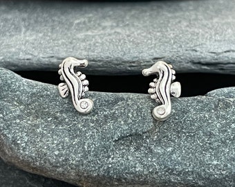 Seahorse - 925 Sterling Silver Crystal Stud Earrings