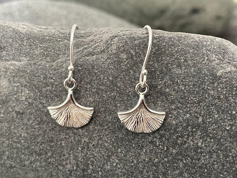 Ginkgo Leaf 925 Sterling Sliver Dangle Drop Earrings Boxed The Silver Bear Company image 1