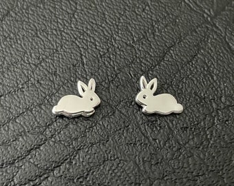 Rabbits - 925 Sterling Silver Stud Earrings - The Silver Bear Company
