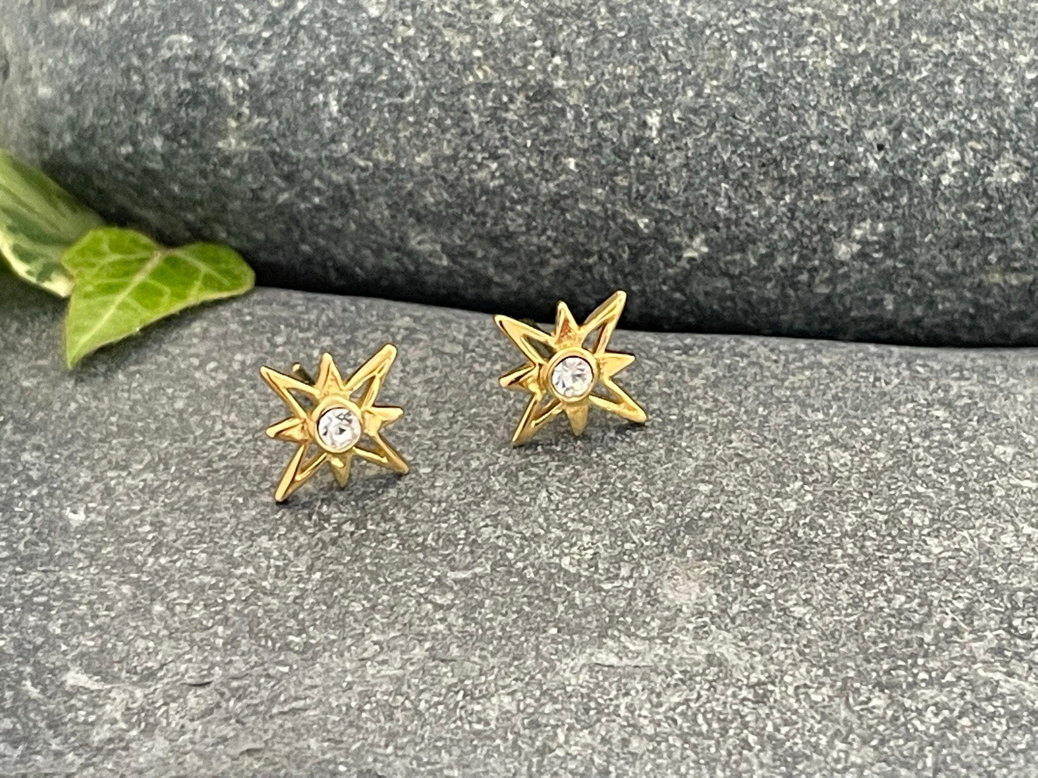 Orecchini Donna A Stella Marina Daesar - Placcati Oro Con Zirconi - Argento - Simbolo Cristiano - Gioiello Regalo Confezionato