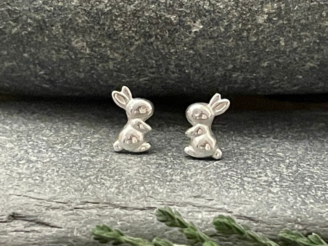 Rabbit Earring Bunny Rabbit Earrings in 925 Sterling Silver - Etsy