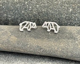 Bear - 925 Sterling Silver Stud Earrings - Boxed