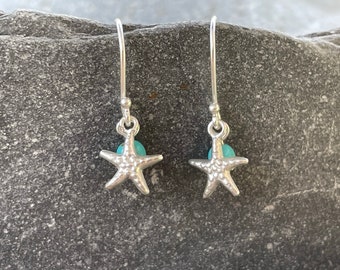 Étoile de mer - Boucles d'oreilles pendantes en argent sterling 925