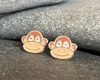 Monkey Earrings in 925 Sterling Silver