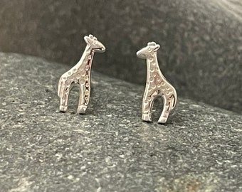 Giraffe - 925 Sterling Silver Plain Stud Earrings