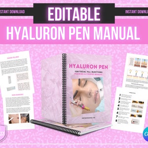 EDITABLE Hyaluron Pen Training Manual, Hyaluron Pen bundle, Instant Download, Lips, Esthetician, Hyaluronic Acid, Student Training,