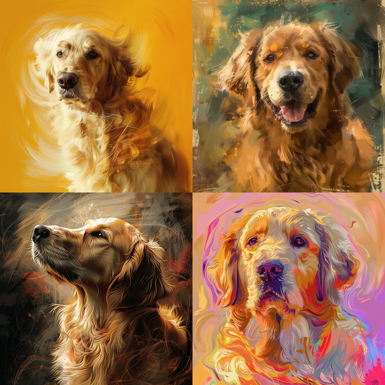 Golden Retriever Dog Digital Art Bundle Instant Download Personal or