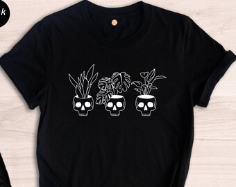 Plant Mom Shirts, Skull Plant Shirt Plant Lover Shirt, Cactus Lover Gift, Crazy Plant Lady, Gardening Shirt, Plant Lady