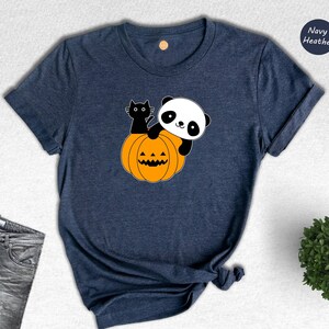 Panda and Black Cat Halloween Shirt, Happy Halloween Tee, Panda Lover Gift, Trick or Treat, Panda Lover Tee, Halloween Sweatshirt image 1