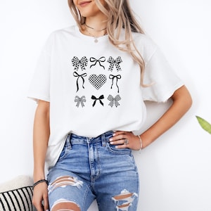 Checkered Bow Shirt, Coquette Bow Shirt, Bows Shirt, Black Bow Shirt, Retro Bows Shirt, Dark Coquette Shirt, Checkered Black Bow Shirt