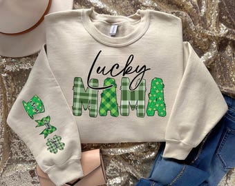 Lucky Mama Custom Sweatshirt: Irish Shamrock St. Patrick's Day Gift